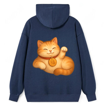 Maneki Neko Pose - Classic Pullover Hoodie - Navy