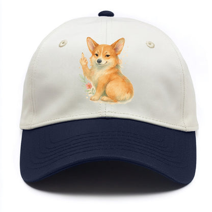 Corgi short legs and fluffy butt, one stubby paw up with sass - Two Tone Cap - Navy