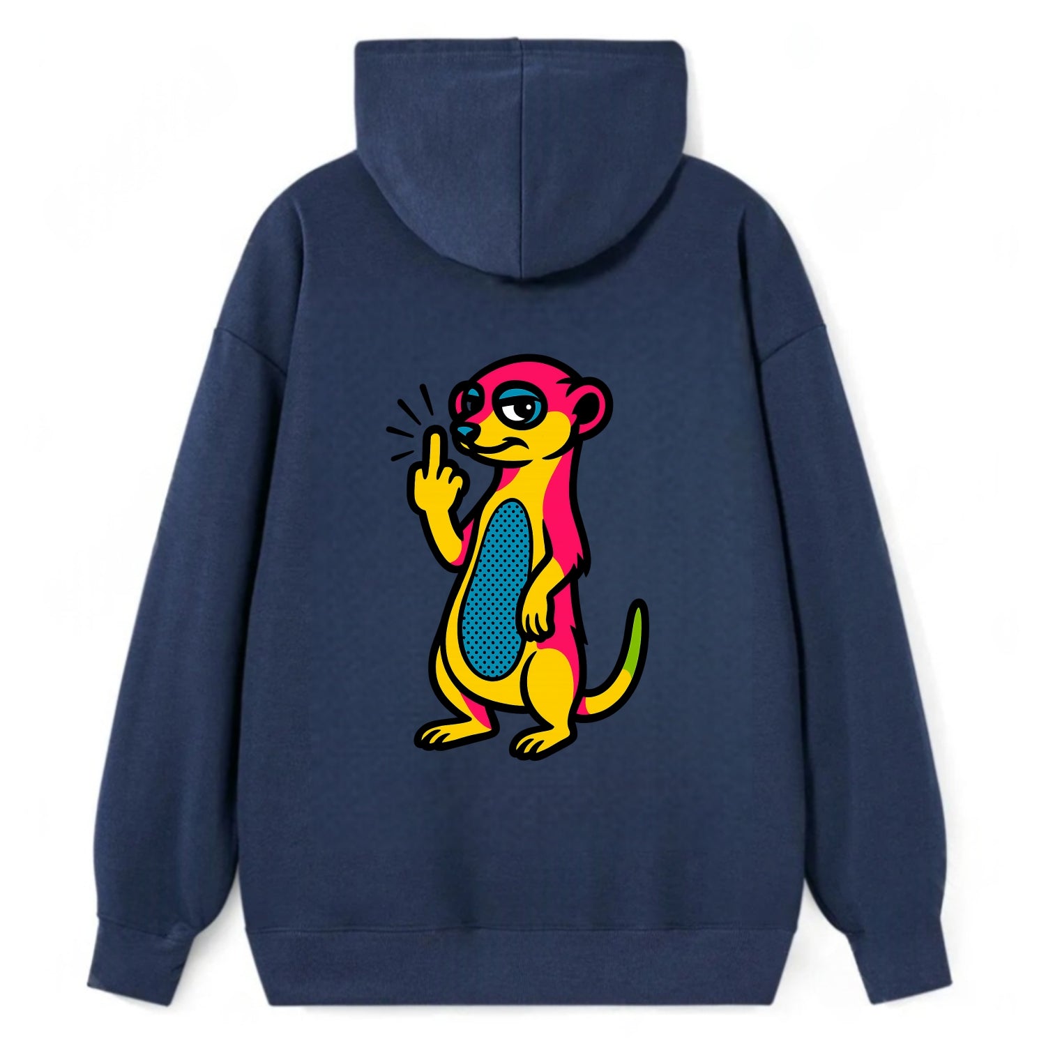 cute meerkat standing guard on hind legs, one front paw raised in sassy - Classic Pullover Hoodie - Navy