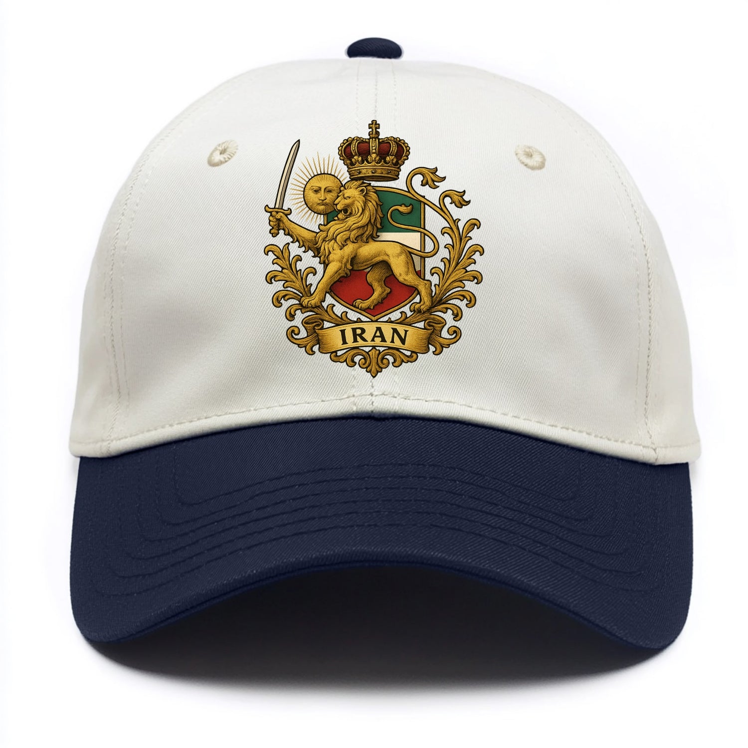 Royal Iran Coat Of Arms - Two Tone Cap - Navy