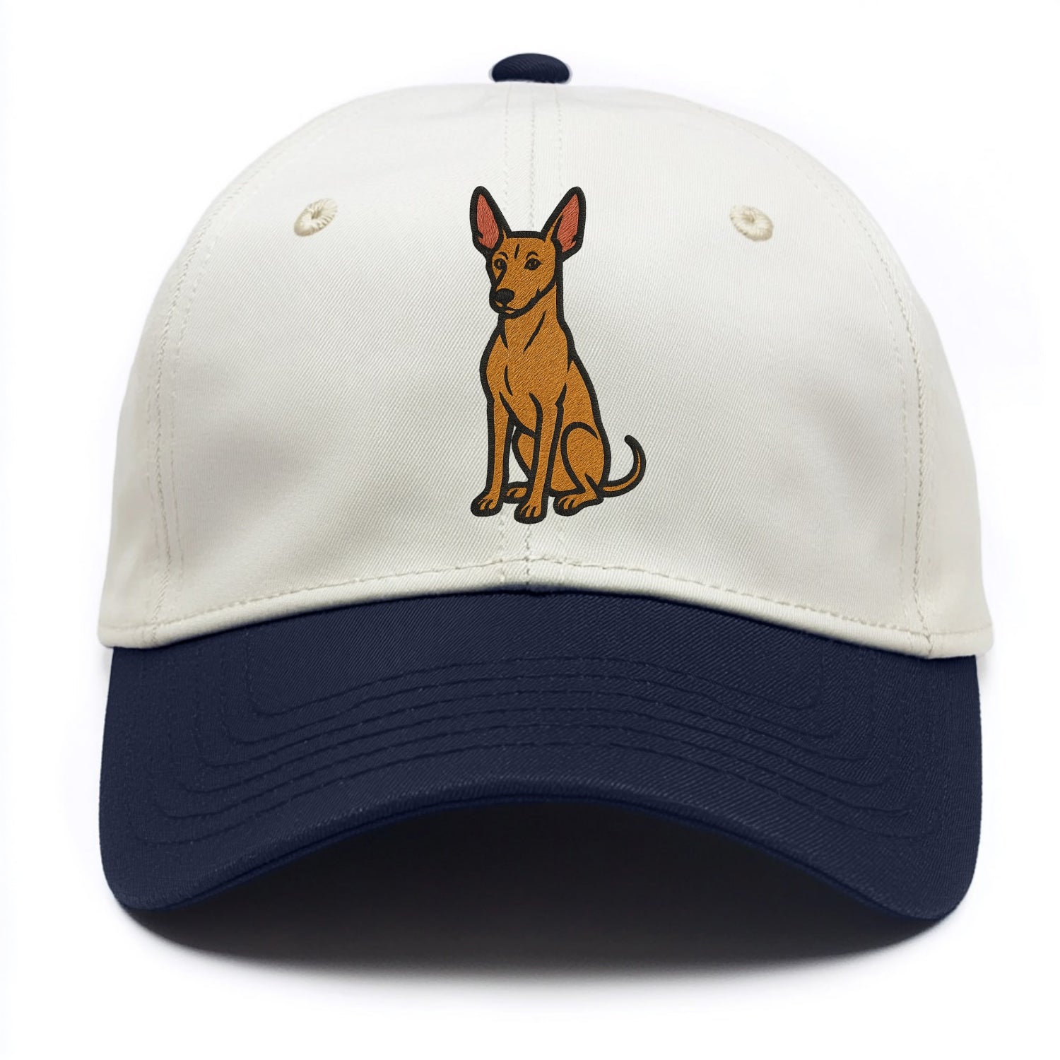 Pharaoh Hound - Tan colored embroidered pose - Two Tone Cap - Navy