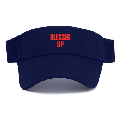 Bold typography design - "BLESSED UP" - recognizing fortune - Visor - Navy