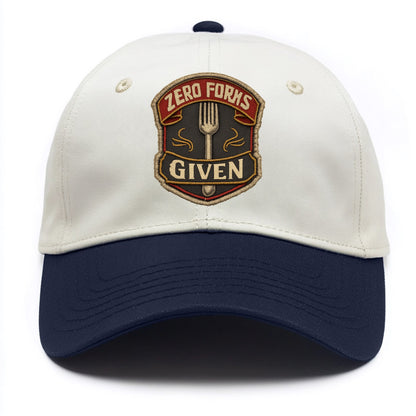 ZERO FORKS GIVEN - fork with text in silver , no cares attitude - Two Tone Cap - Navy
