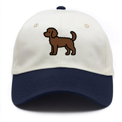 Labradoodle - Chocolate curly flat side profile - Two Tone Cap - Navy
