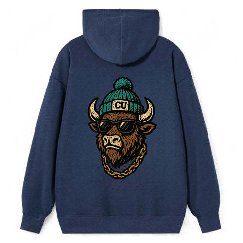 Boulder Ralphie wearing Colorado beanie with CU patch - Classic Pullover Hoodie