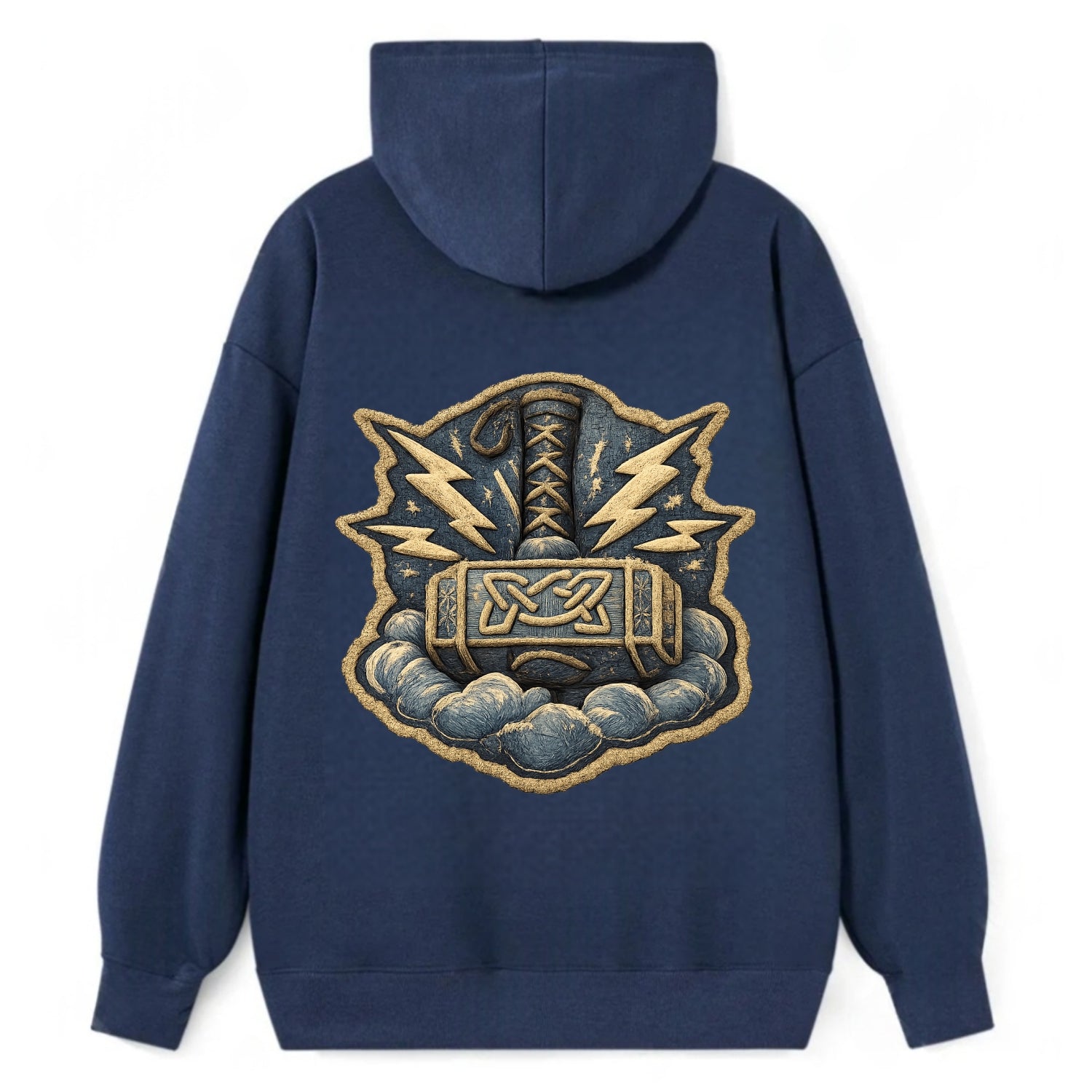 THOR HAMMER MJOLNIR - mighty hammer in silver and blue , thunder god - Classic Pullover Hoodie - Navy