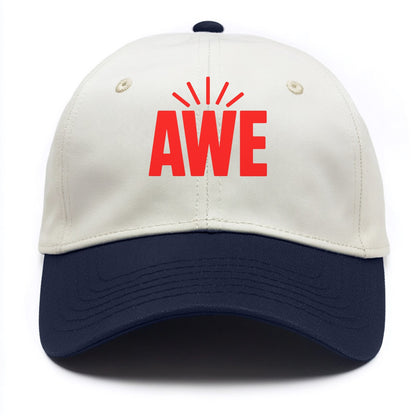 Bold typography design - "AWE" - overwhelming wonder - Two Tone Cap - Navy