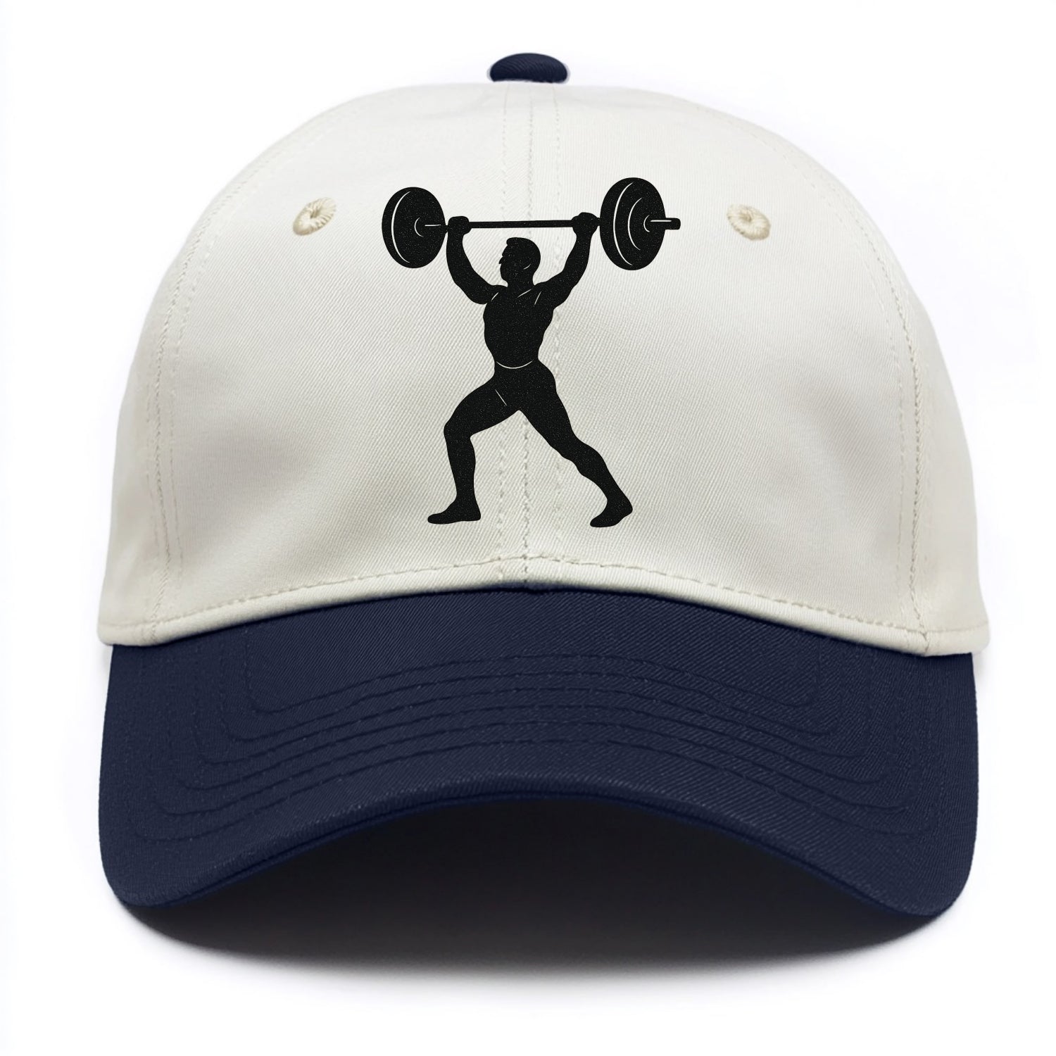 Weightlifter lifting barbell overhead - Two Tone Cap - Navy