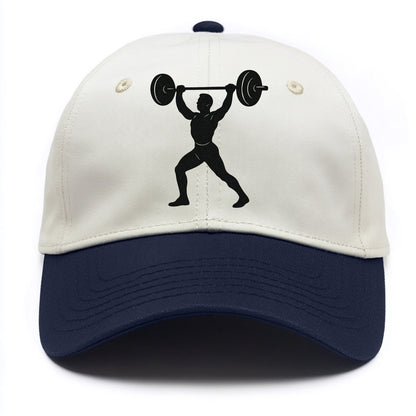 Weightlifter lifting barbell overhead - Two Tone Cap - Navy