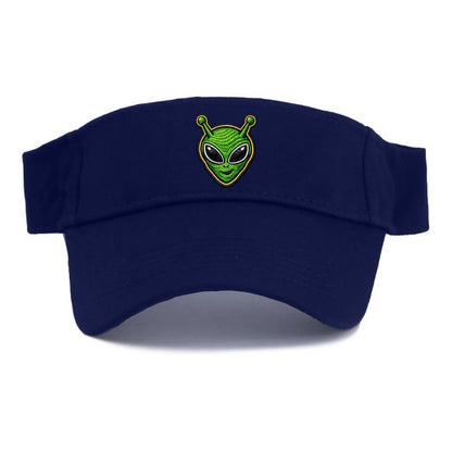 ALIEN MARTIAN - green alien with antenna in green , little green man - Visor - Navy