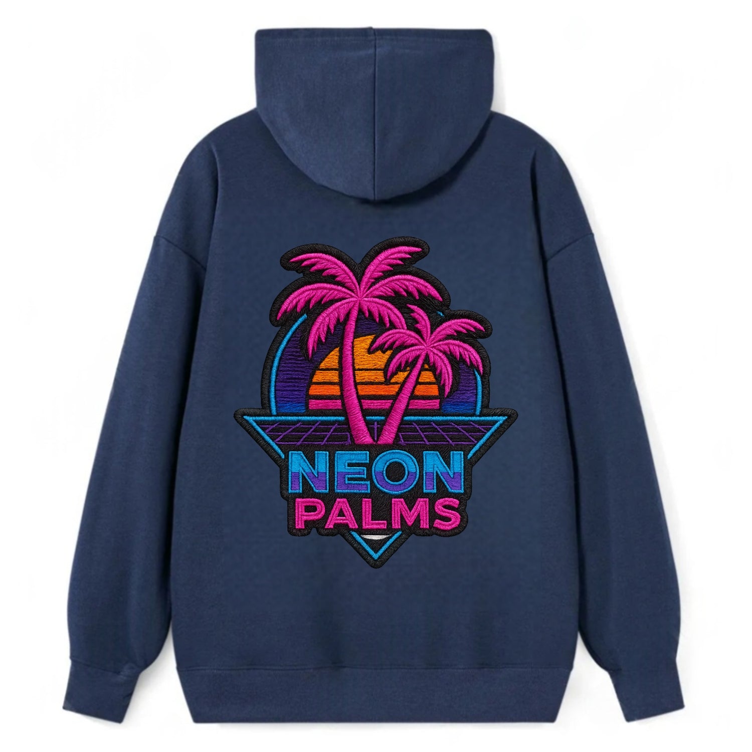 Neon Palms - Classic Pullover Hoodie - Navy