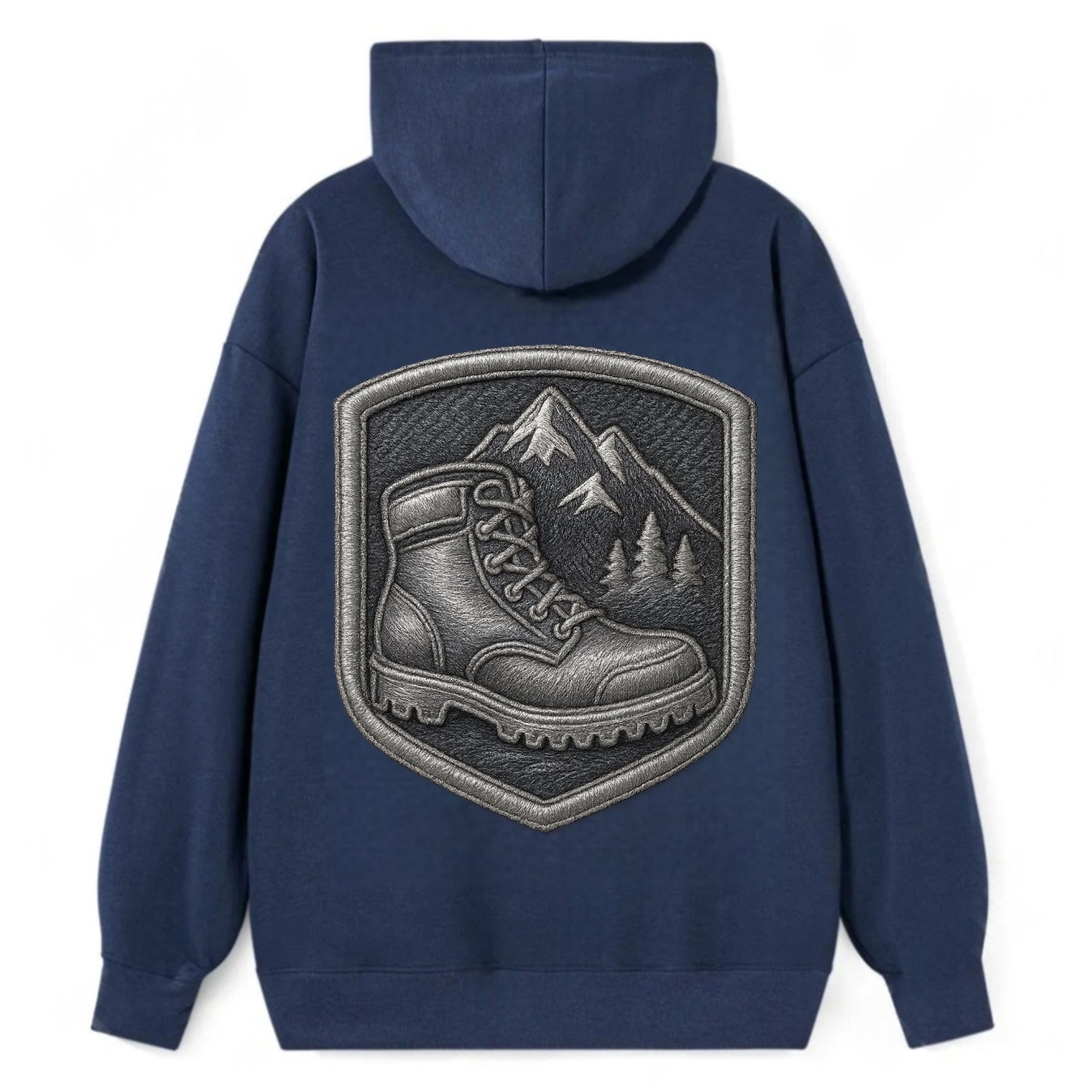 Hiking boots with mountain peak - hiker pride - Classic Pullover Hoodie - Navy