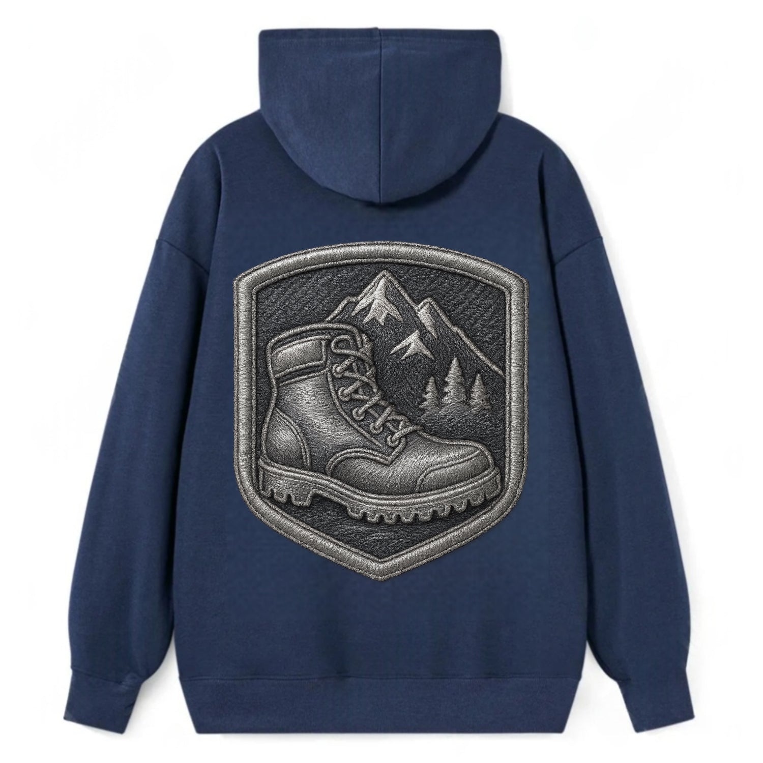 Hiking boots with mountain peak - hiker pride - Classic Pullover Hoodie - Navy