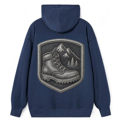 Hiking boots with mountain peak - hiker pride - Classic Pullover Hoodie - Navy