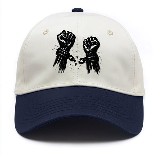 Two raised fists breaking chains - liberation and freedom ink painting - Two Tone Cap