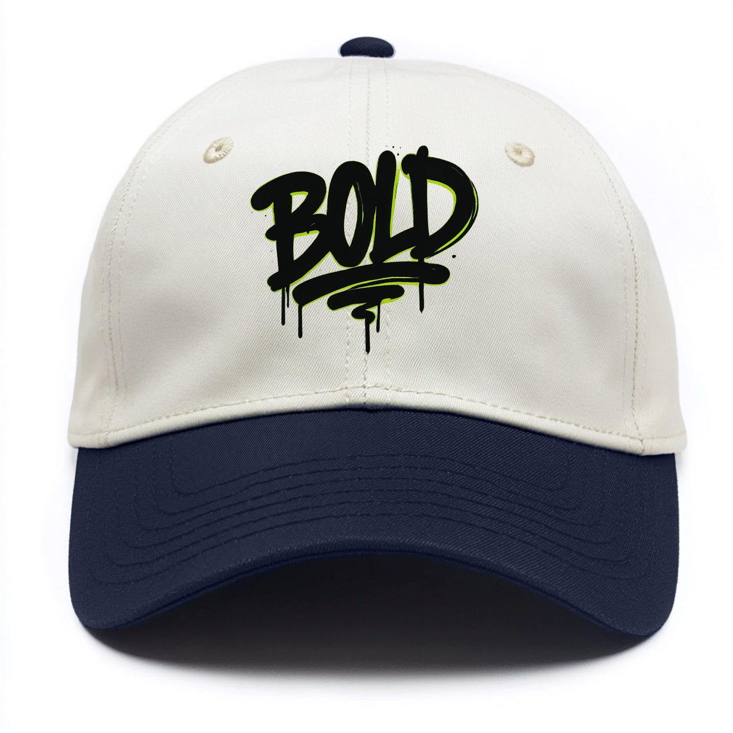 Bold typography design - "BOLD" - courageous, standing out - Two Tone Cap - Navy