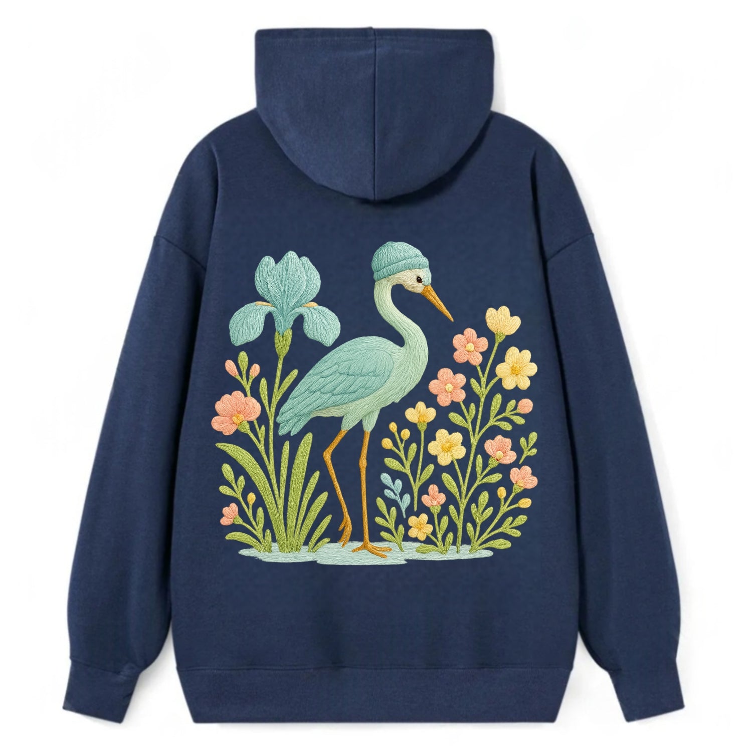 Mint Crane - Classic Pullover Hoodie - Navy