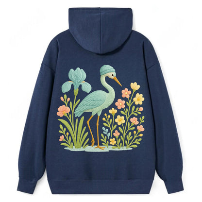 Mint Crane - Classic Pullover Hoodie - Navy