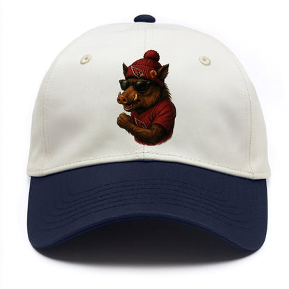 Arizona Javelina wearing Cardinals beanie with desert patch and wayfarer sunglasses - Two Tone Cap - Navy