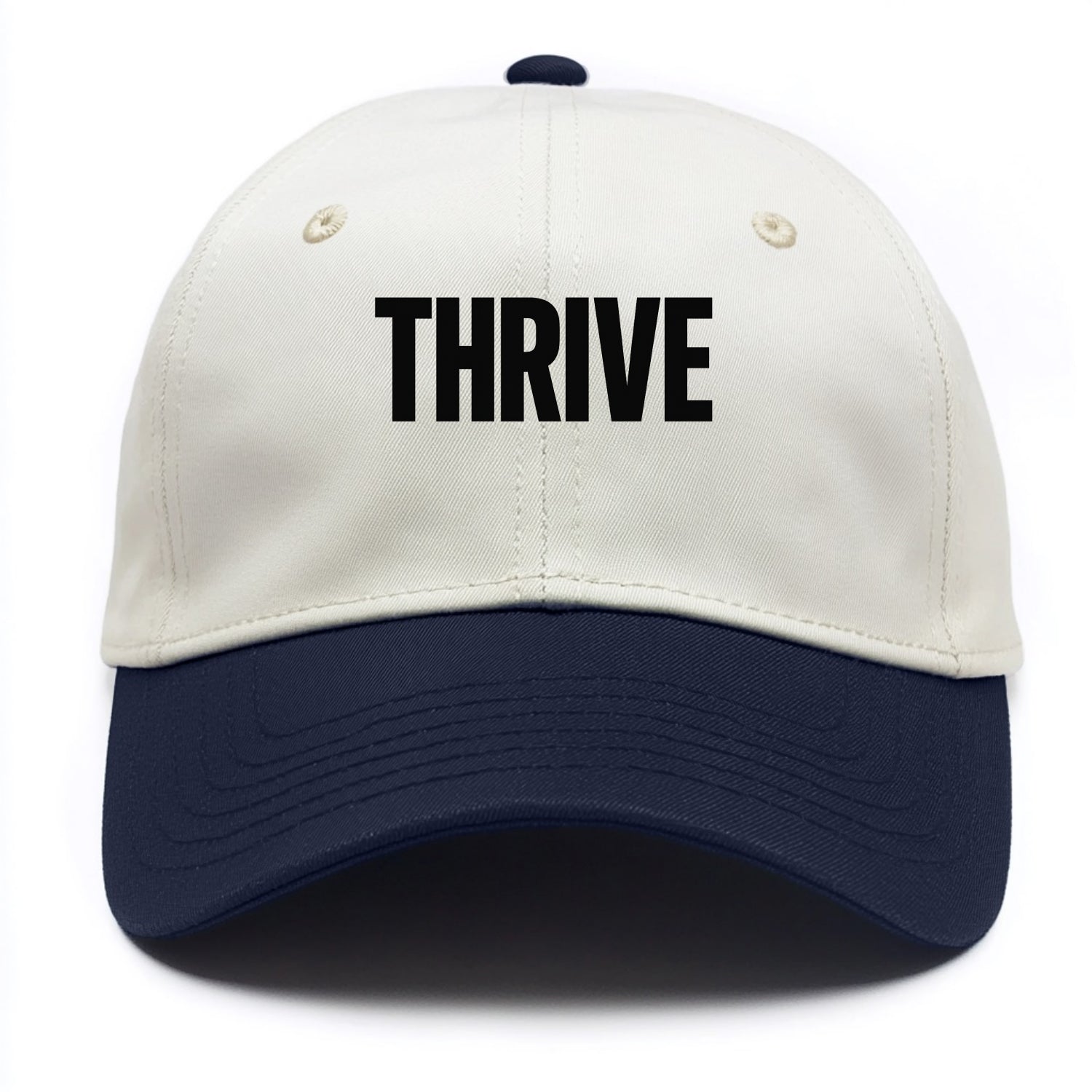 Bold typography design - "THRIVE" - flourishing, doing well - Two Tone Cap - Navy