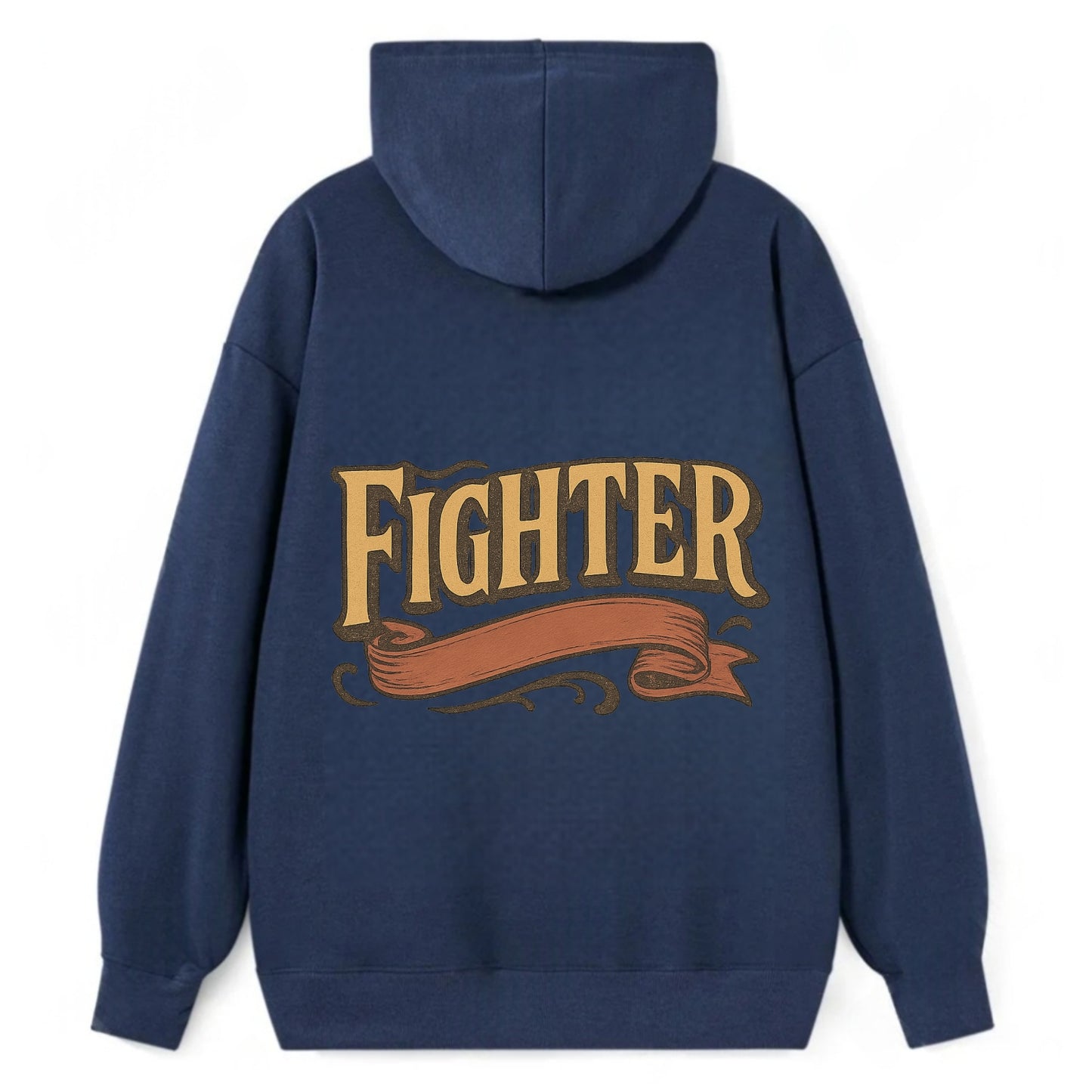 Bold typography design - "FIGHTER" - never giving up, battling on - Classic Pullover Hoodie - Navy