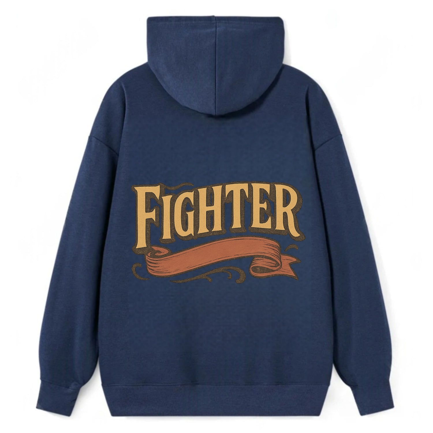 Bold typography design - "FIGHTER" - never giving up, battling on - Classic Pullover Hoodie - Navy