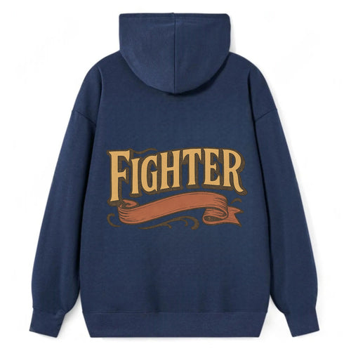 Bold typography design - FIGHTER - never giving up, battling on - Classic Pullover Hoodie