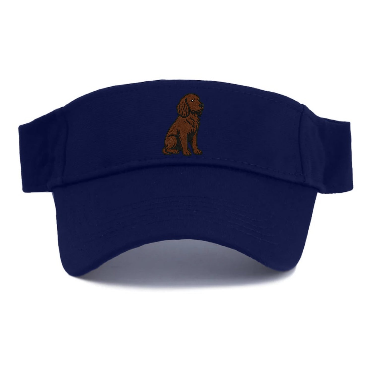 Field Spaniel - Liver colored embroidered sitting design - Visor - Navy