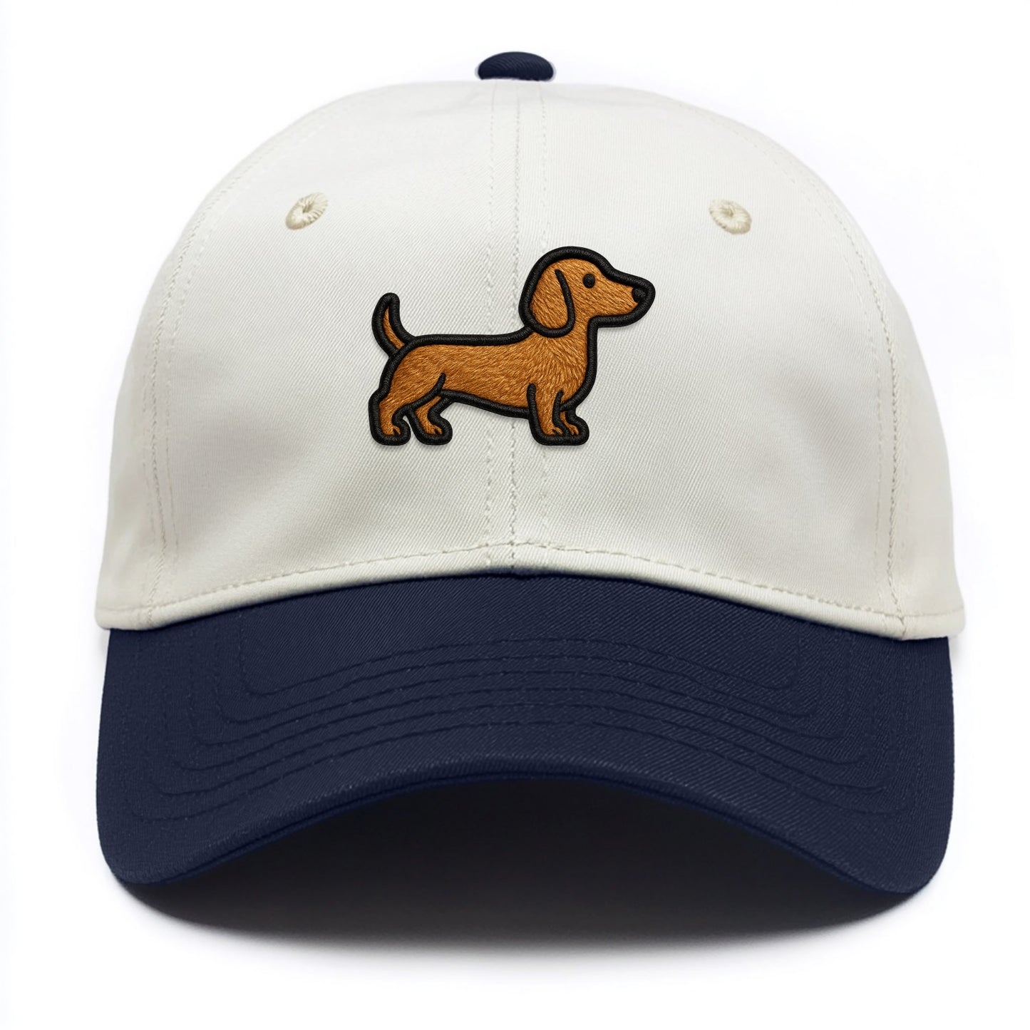 Dachshund - Modern elongated silhouette - Two Tone Cap - Navy
