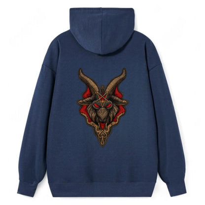 BAPHOMET HEAD - goat head symbol in black and red , occult - Classic Pullover Hoodie - Navy
