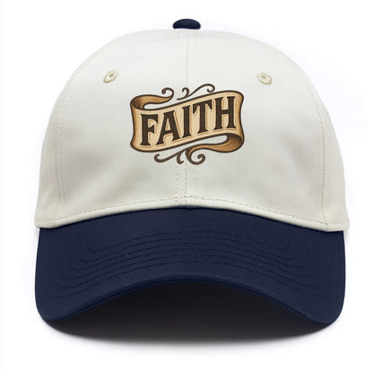 Bold typography design - "FAITH" - trust in the unseen, spiritual strength - Two Tone Cap - Navy