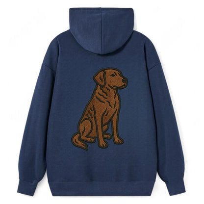 Chesapeake Bay Retriever - Brown wavy coat embroidered sitting pose - Classic Pullover Hoodie - Navy