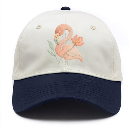 Peach Flamingo - Two Tone Cap - Navy