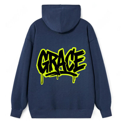 Bold typography design - "GRACE" - elegance under pressure, divine favor - Classic Pullover Hoodie - Navy