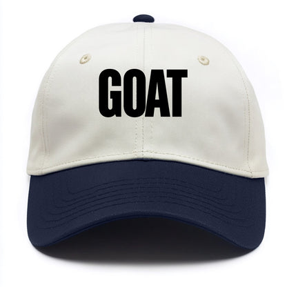 Bold typography design - "GOAT" - greatest of all time - Two Tone Cap - Navy