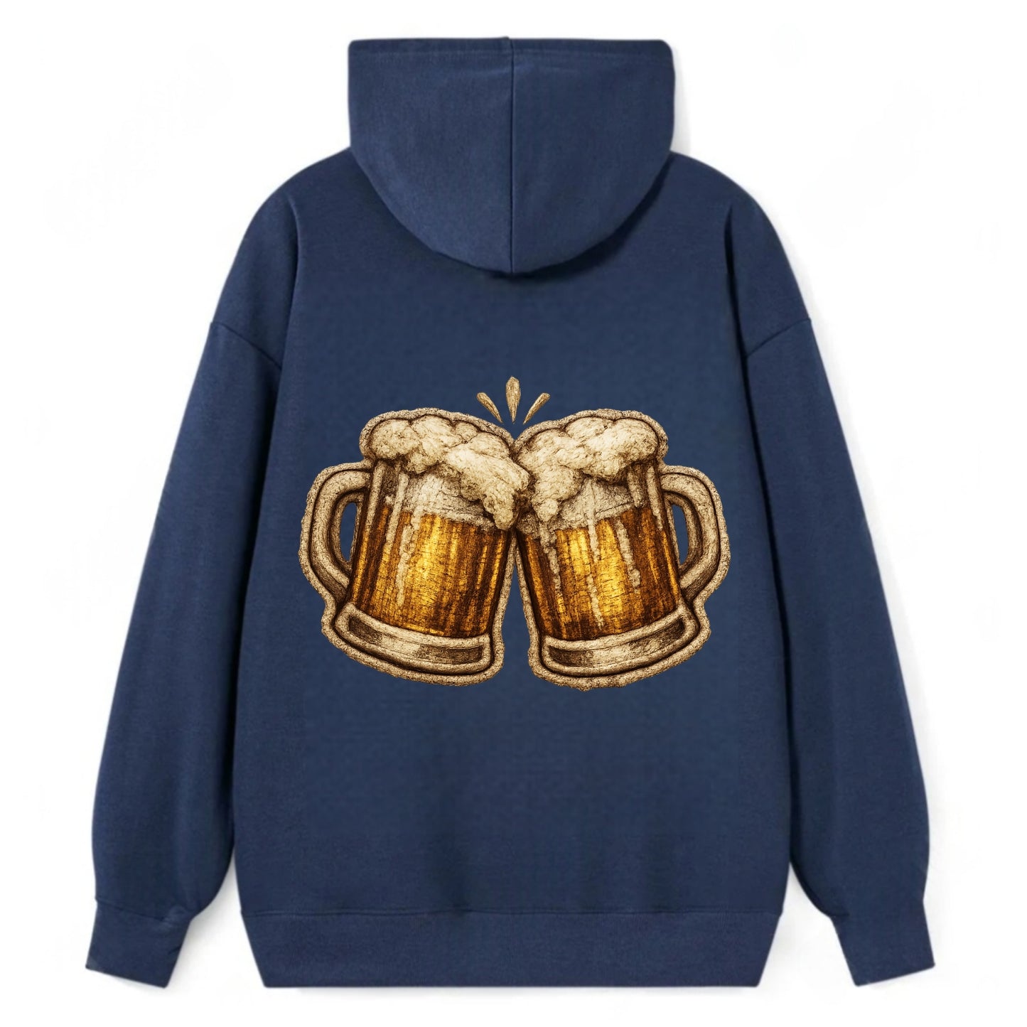 BEER MUG CHEERS - frosty beer stein in gold and amber , brewery - Classic Pullover Hoodie - Navy