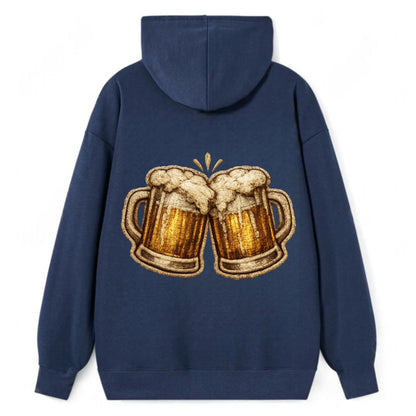 BEER MUG CHEERS - frosty beer stein in gold and amber , brewery - Classic Pullover Hoodie - Navy