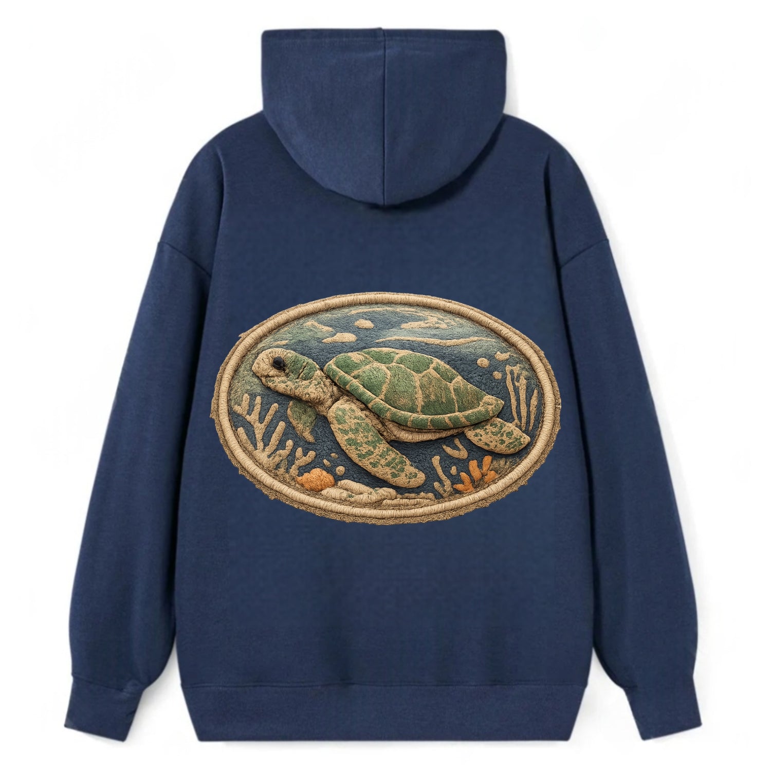 SEA TURTLE - swimming turtle in green and blue , ocean life - Classic Pullover Hoodie - Navy