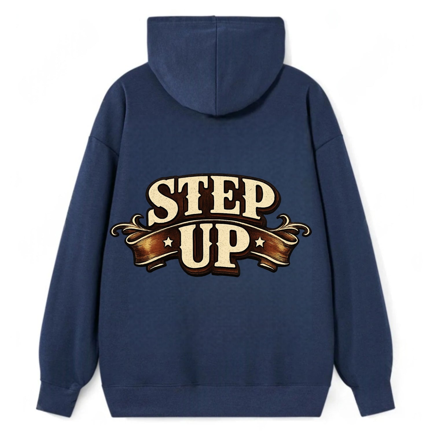 Bold typography design - "STEP UP" - rise to occasion, take charge - Classic Pullover Hoodie - Navy