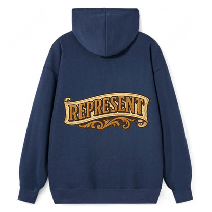 Bold typography design - "REPRESENT" - showing where you from - Classic Pullover Hoodie - Navy