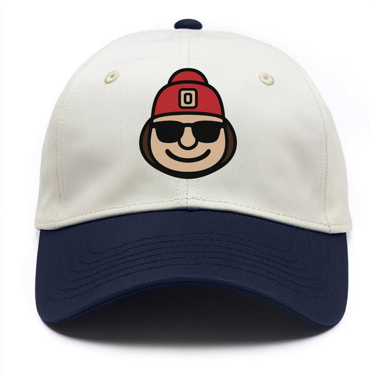 Columbus Brutus wearing Ohio State beanie with Block O patch - Two Tone Cap - Navy