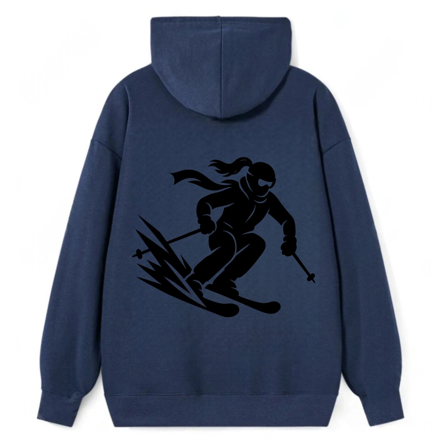 Skier carving down snowy slope - Classic Pullover Hoodie - Navy
