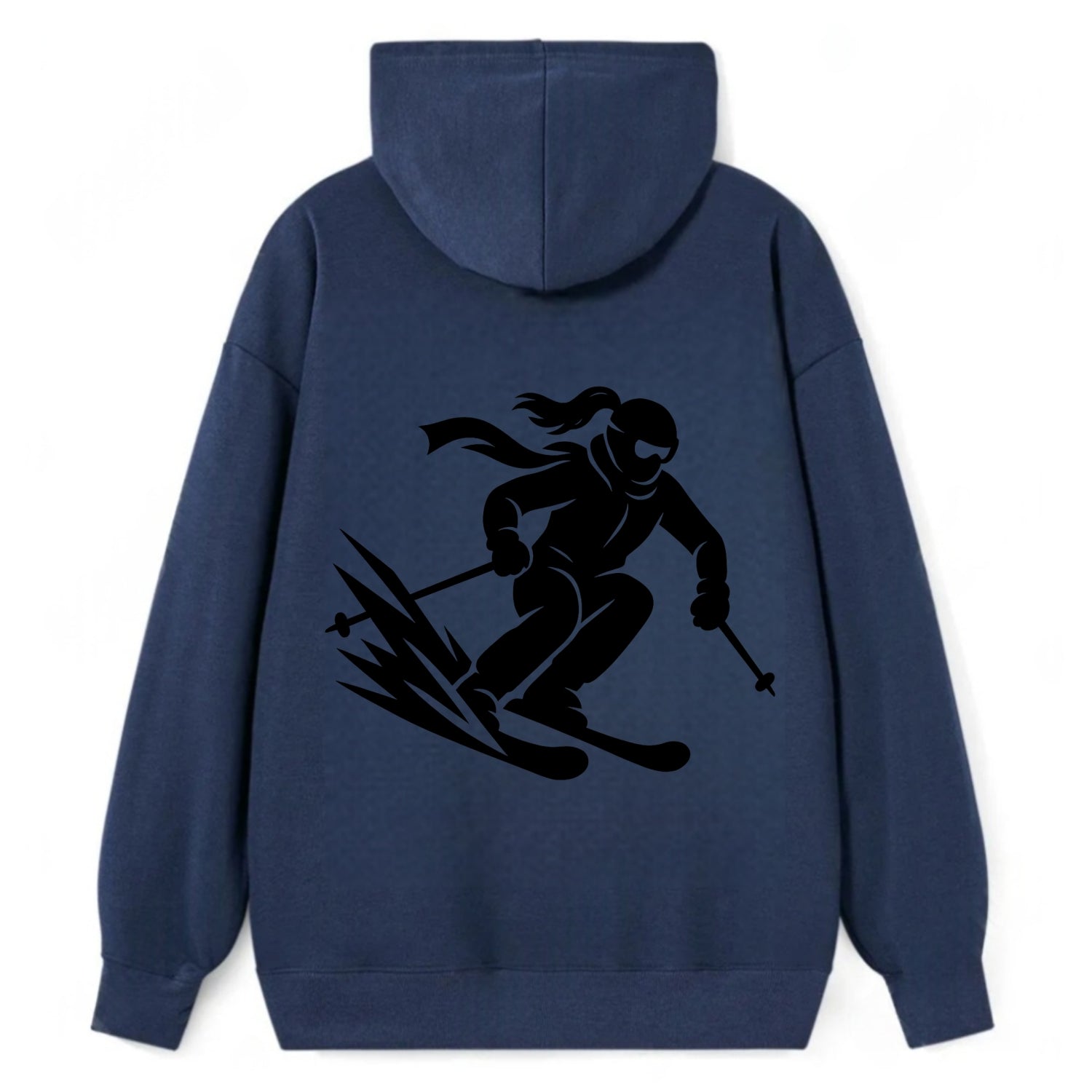 Skier carving down snowy slope - Classic Pullover Hoodie - Navy