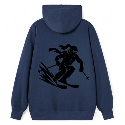 Skier carving down snowy slope - Classic Pullover Hoodie - Navy