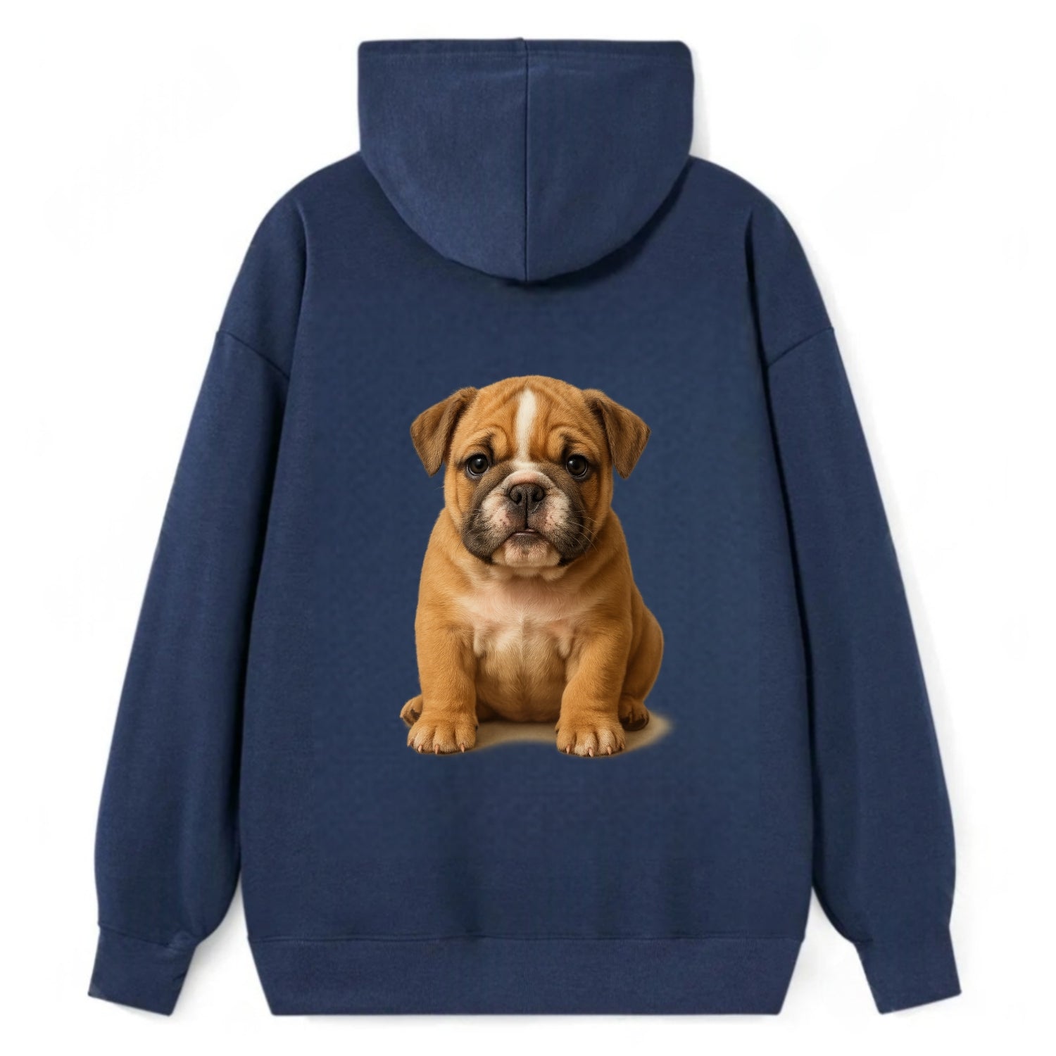 Baby Bulldog Puppy - wrinkly face, underbite, stocky body, gentle eyes, - Classic Pullover Hoodie - Navy