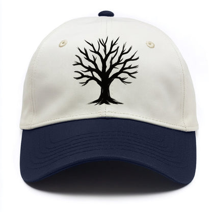 Tree with many branches - community strength ink art - Two Tone Cap - Navy