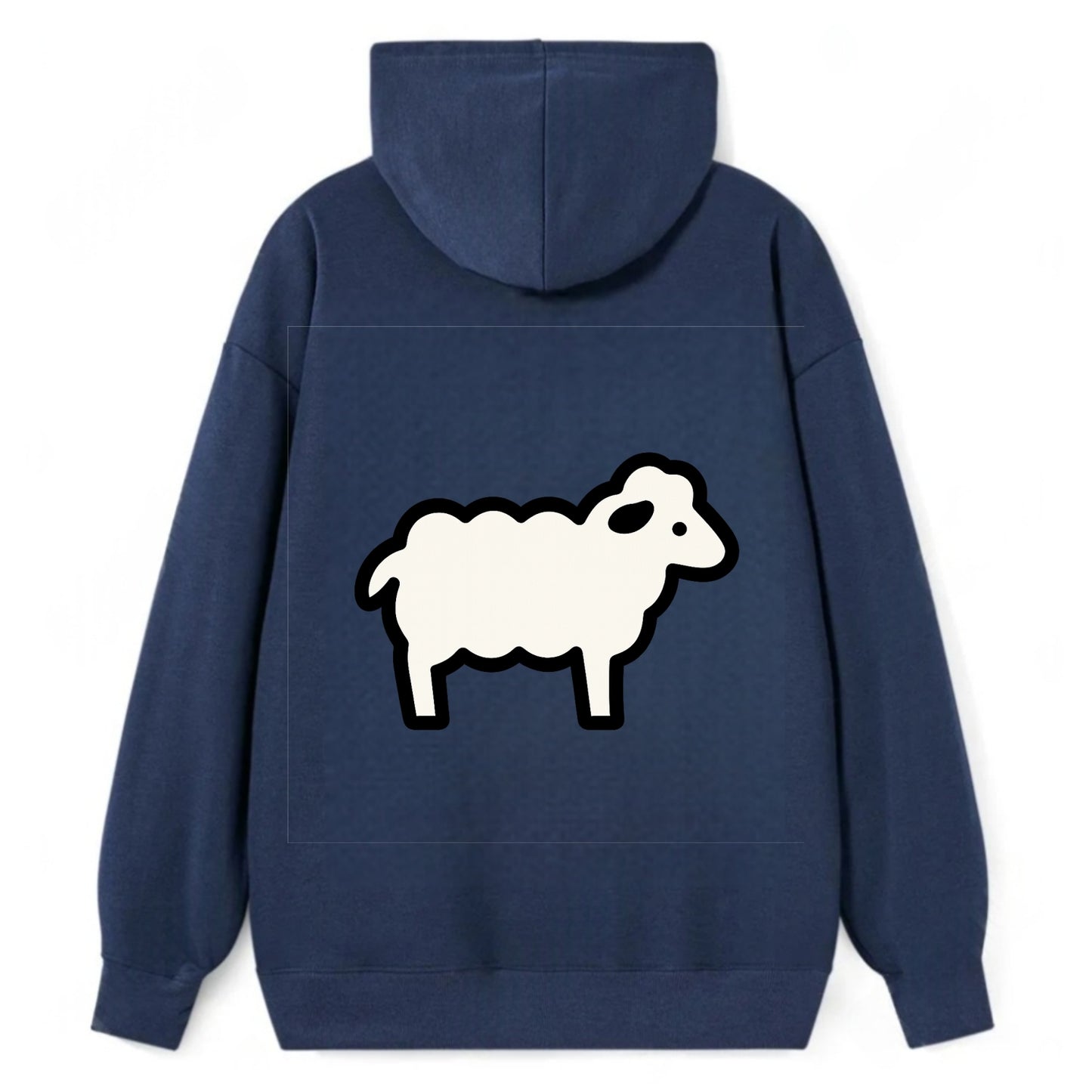 Sheep - White fluffy wool flat side profile - Classic Pullover Hoodie - Navy