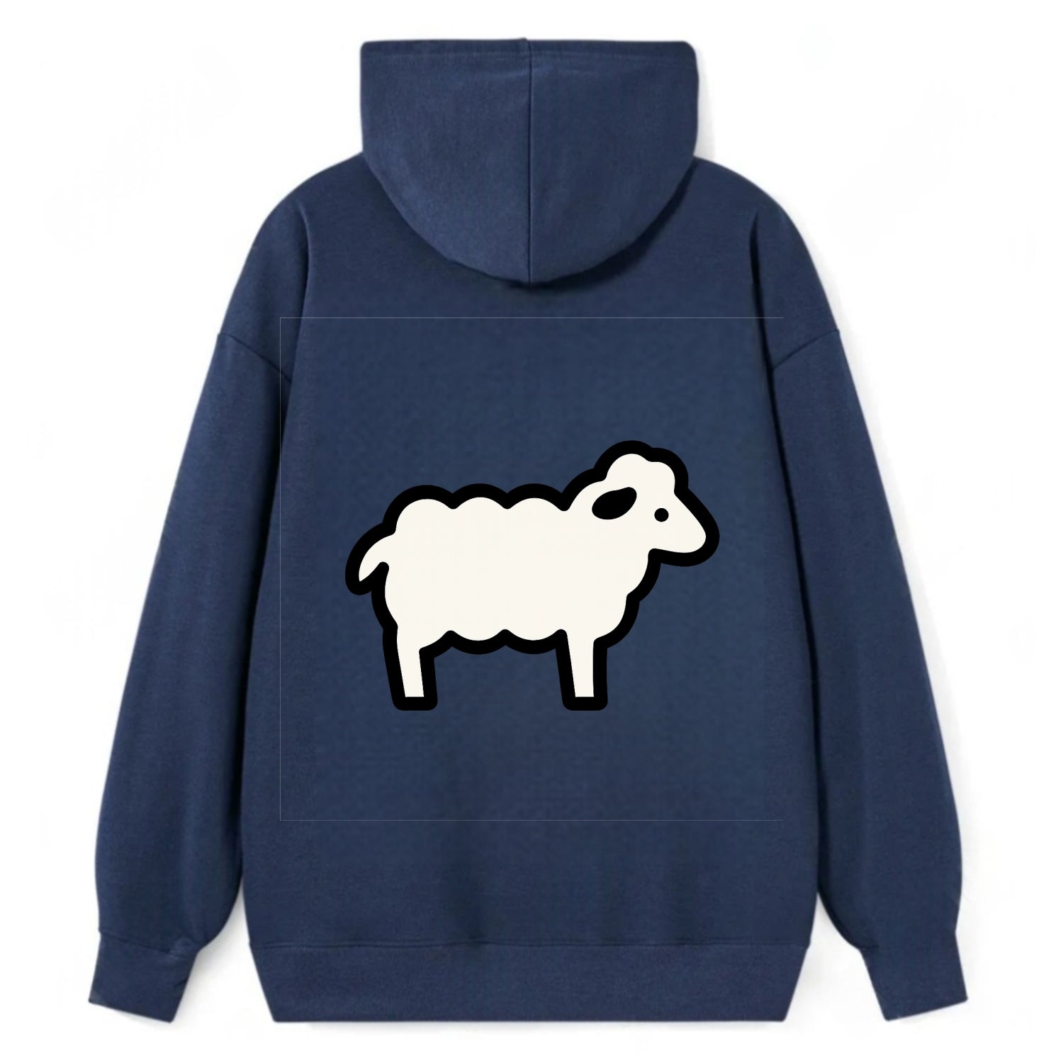 Sheep - White fluffy wool flat side profile - Classic Pullover Hoodie - Navy