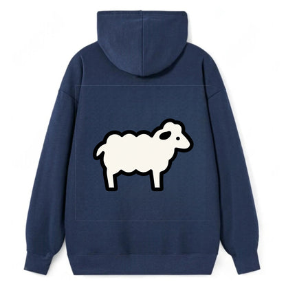 Sheep - White fluffy wool flat side profile - Classic Pullover Hoodie - Navy