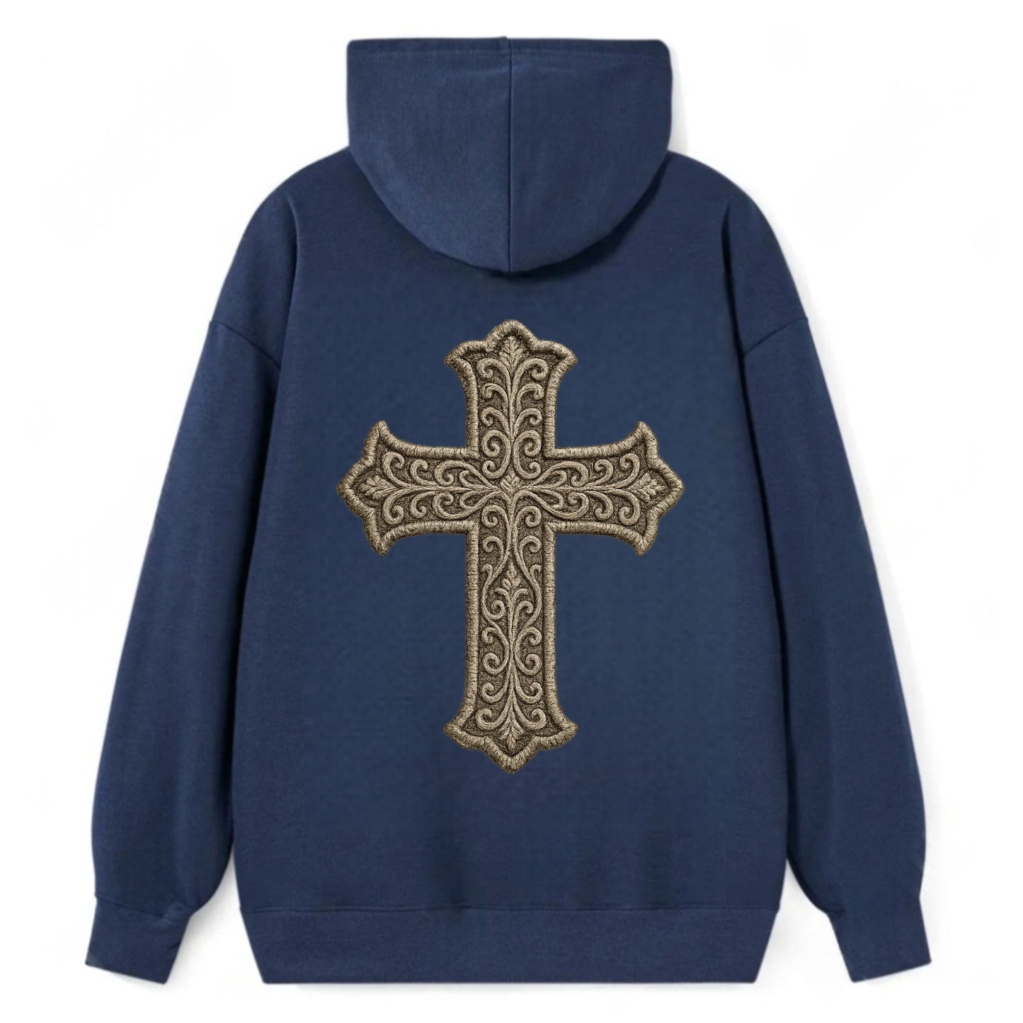 Filigree Cross  - Classic Pullover Hoodie - Navy
